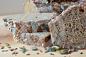 Chrono bread with seeds, side view