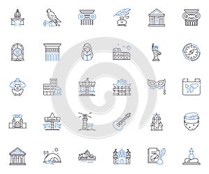 Chronology line icons collection. Timeline, Progression, Sequence, Era, Order, Succession, History vector and linear