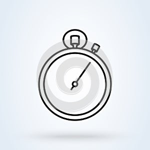 Chronometer, Stopwatch line art. Simple vector modern icon design illustration