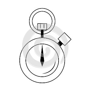 Chronometer time sport clock cartoon in black and white