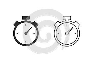 Chronometer timer isolated line icon set. Vector