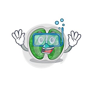 Chroococcales bacteria mascot design concept wearing diving glasses