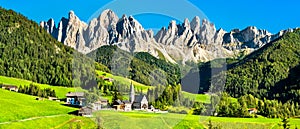 Chruch at Santa Maddalena at the Dolomites, Italy