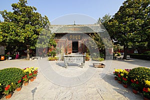 Chrysanthemum bloom in ancient buildings in Henan, China