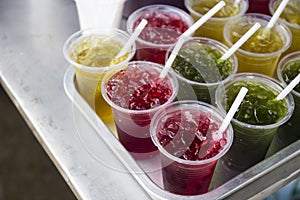 Chrysanthemum ,Centella asiatica and Roselle ice drink