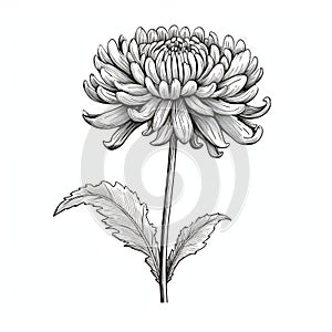 Chrysanthemum Ink Sketch: Accurate And Detailed Hand-drawn Illustration