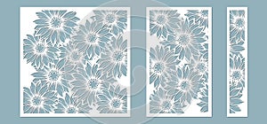 Chrysanthemum. Vector illustration. Paper flower, stickers. Laser cut. Template for laser cutting and Plotter. Vector illustration