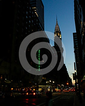 Chrysler Building at dusk.