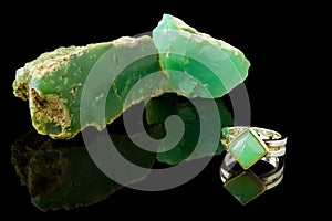 Chrysoprase Ring And Rough