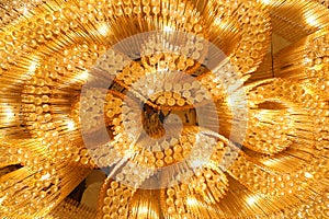 Chrystal chandelier close up. Glamour background with copy space