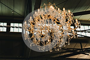 Chrystal chandelier in a industry hall