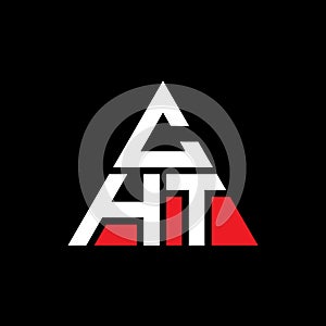 CHT triangle letter logo design with triangle shape. CHT triangle logo design monogram. CHT triangle vector logo template with red
