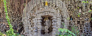 Chua Tu Van temple made of shells and corals or the dragon maze. Travel to Vietnam Concept