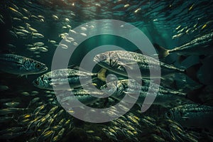 Chub Mackerel Fish Underwater Lush Nature by Generative AI