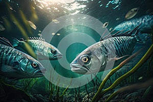 Chub Mackerel Fish Underwater Lush Nature by Generative AI