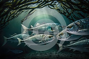 Chub Mackerel Fish Underwater Lush Nature by Generative AI