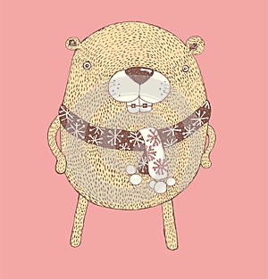 Chubby beaver,Cartoon characters,Vector of cute forest animals, vector