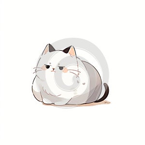 chubby cutecat on white background generative AI photo