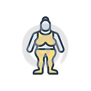 Color illustration icon for Chubby, pot bellied and fat photo