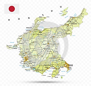 Chubu Map. Map of Japan Prefecture