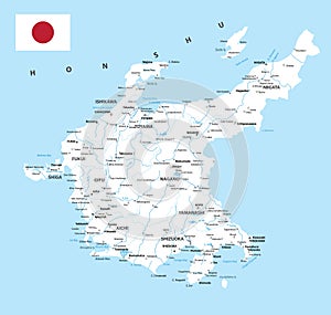 Chubu Map. Map of Japan Prefecture. White color