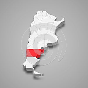 Chubut region location within Argentina 3d map