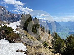 The Chufirsten mountain range and the Alvier group massif above the subalpine Seeztal valley, Walenstadtberg - Switzerland
