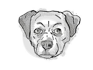 Chug Pughuahua, or Pugwawa Breed Cartoon Retro Drawing