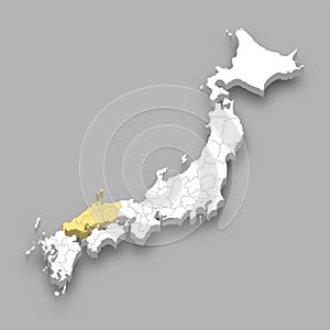 Chugoku region location within Japan map