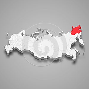 Chukotka region location within Russia 3d map photo