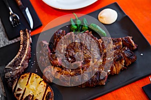 Chuleton de ternera. Sliced beef meat steak spanish style photo