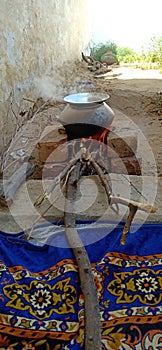 Chulha traditional Indian cooking stove .... photo