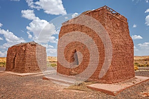 Chullpas or burial towers at Huanuni Cachu near valley near Sajama National Park, Bolivia