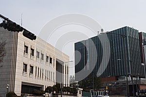 Chuncheon City Hall during winter morning cloudy day at Chuncheon , South Korea : 11 February 2023