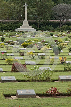 Chungkai war cemetery, where thousands of Allied POWs who died on the notorious Thailand to Burma death railway are buried.