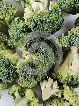 Chunked of broccoli for photography purposes as food background photo