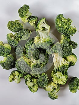 Chunked of broccoli for photography purposes as food background photo