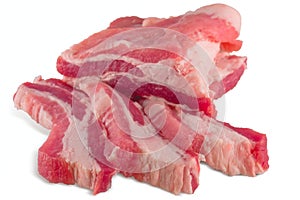 Chunks of fresh bacon