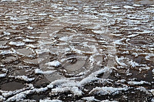 Chunks of ice into the sea in spring