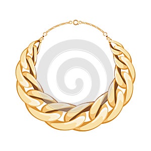 Chunky chain golden metallic necklace or bracelet. photo