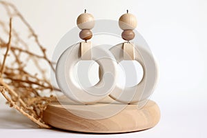 Chunky Oversized Earrings Modern Boho Feel Made From Natural Materials. Generative AI