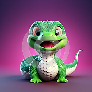Whimsical Snake Elegance: Adorable 3D AI Creation