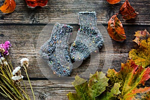 Chunky and warm gray color socks for newborn baby