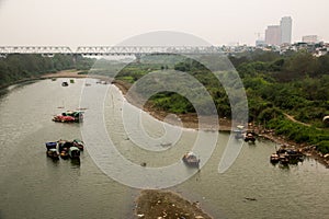 Chuong Duong bridge view from Long Bien bridge, Hanoi, Vietnam