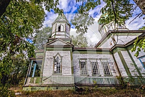 Church in Abandoned village in Chernobyl Zone of Alienation