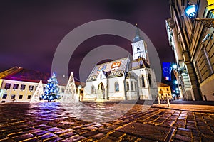 Church Advent Zagreb Christmas lights Croatia