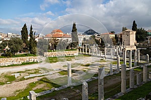 Church of Agia Triada Holy Trinity and remains of ancient cemetery in the Kerameikos Quarter of Athens, Greece