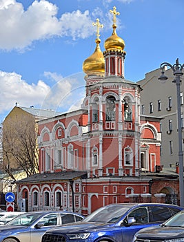 Church of All Saints na Kulichkakh of 14th century at Slavyanskaya Square, Moscow, Russia