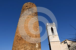 Church anf Medieval tower of village of Cruilles,