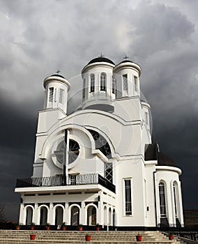Church and approaching storm